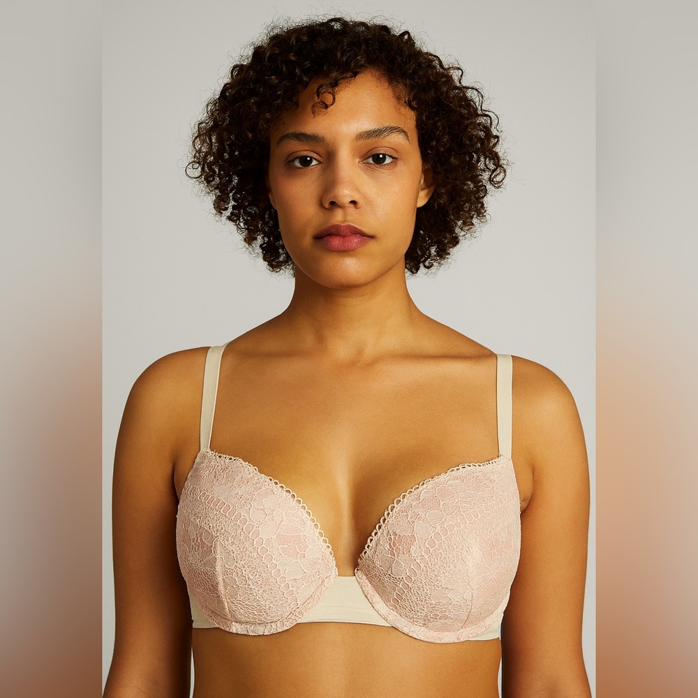 Adore Me Blush Pink Lace Padded Bra 32D NWT Underwire Adjustable